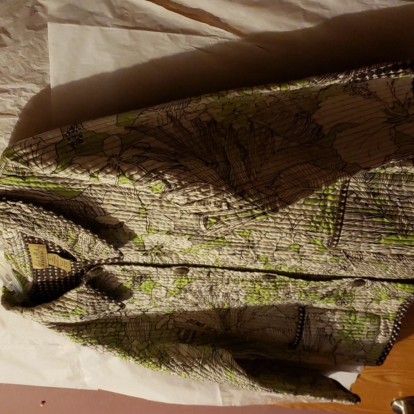 White with light green and brown Jacket Peck & Peck Weekend Size XL - Picture 2 of 3